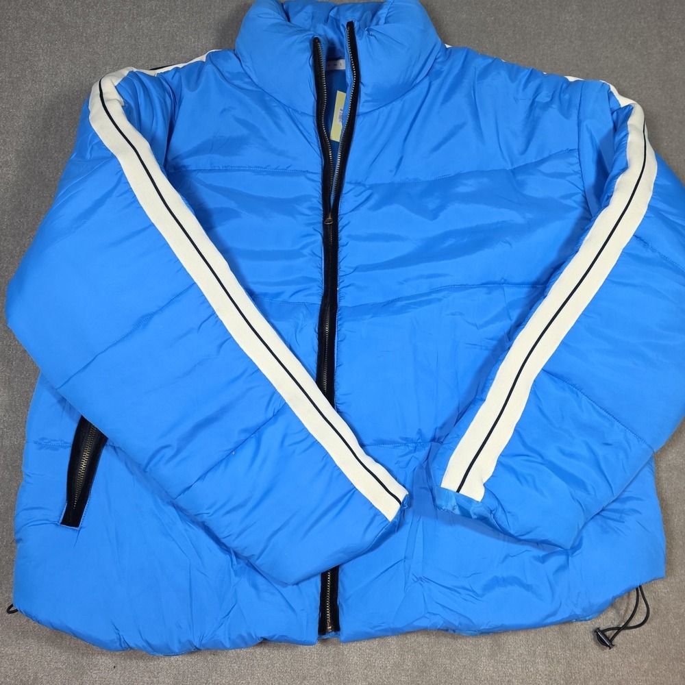 MNML Blue White Stripped Puffer Jacket Men's XXL